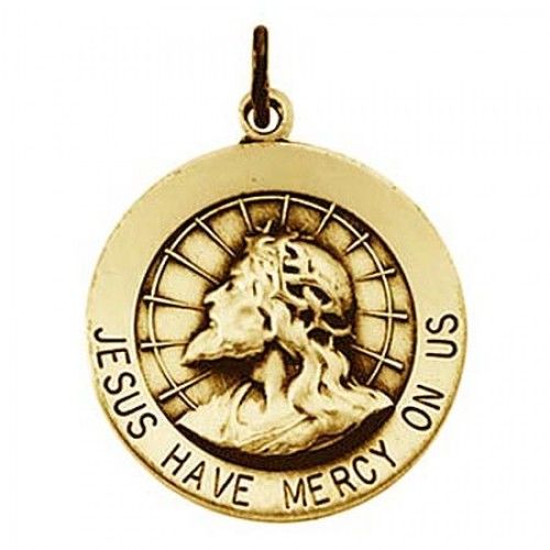 14k Yellow Gold Jesus Pendant Have Mercy On Us