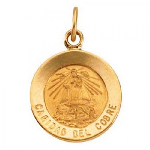 14k Yellow Gold Caridad Del Cobre Religious Pendant Patroness of Cuba