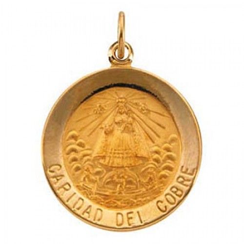 14k Yellow Gold Caridad Del Cobre Religious Medal Our Lady of Charity