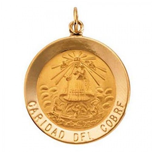14k Yellow Gold Caridad Del Cobre Religious Medal Patroness of Cuba