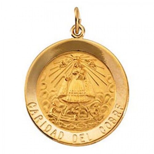 14k Yellow Gold Caridad Del Cobre Religious Pendant Our Lady of Cobre