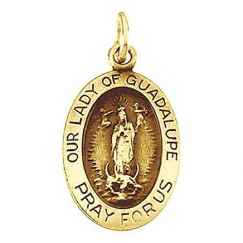 14k Yellow Gold Lady of Guadalupe Religious Medal Nuestra Senora De Guadalupe