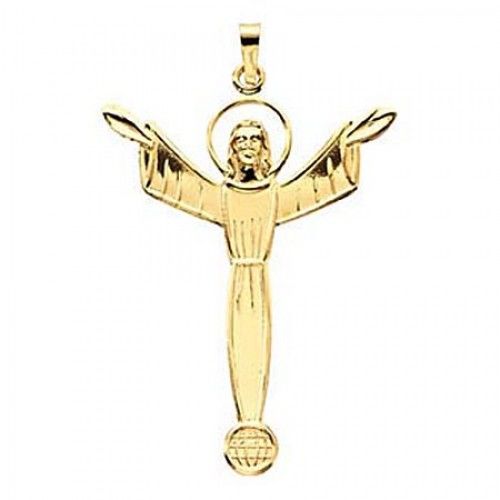 14k Yellow Gold Christ Jesus Pendant Risen Jesus Christ