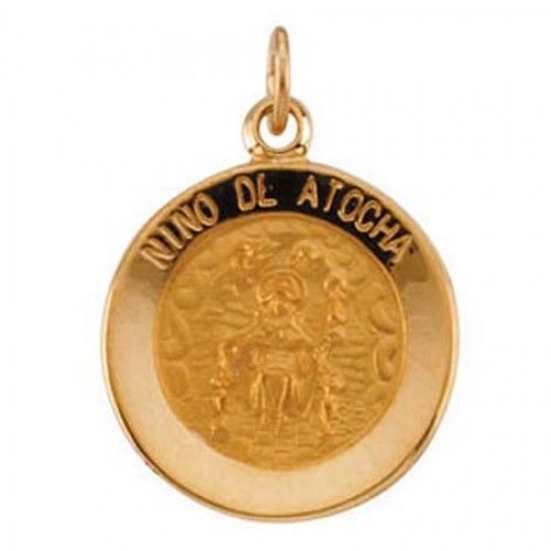 14k Yellow Gold Nino De Atocha Religious Medal Child Jesus