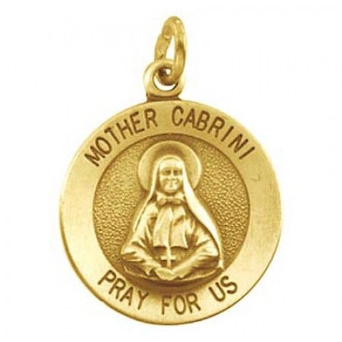 14k Yellow Gold Mother Cabrini Religious Medal Patron Saint of Immigrants