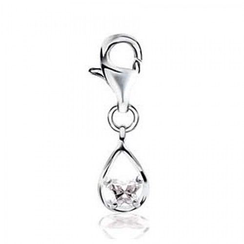 Cubic Zirconia Butterfly Charm in Sterling Silver - Mirror Polish - Enticing