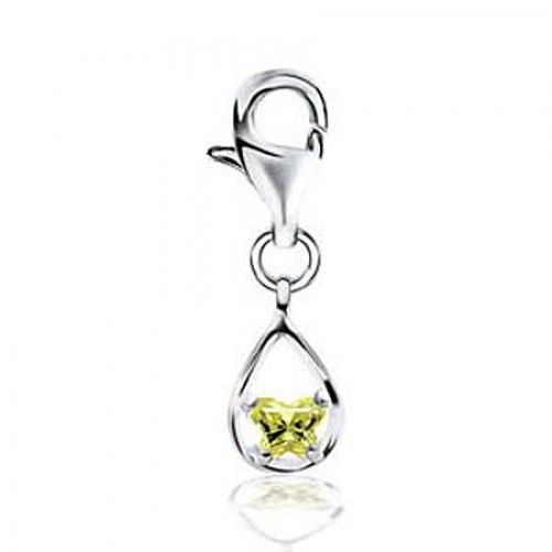 Cubic Zirconia Butterfly Charm in Sterling Silver - Glossy Finish - Exquisite