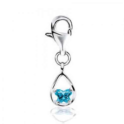 Cubic Zirconia Butterfly Charm in Sterling Silver - Polished Finish - Fine