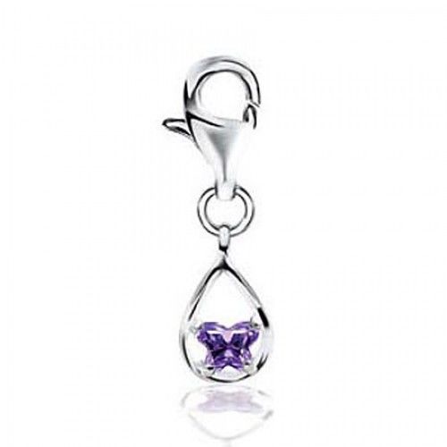 Cubic Zirconia Butterfly Charm in Sterling Silver - Mirror Finish - Fascinating
