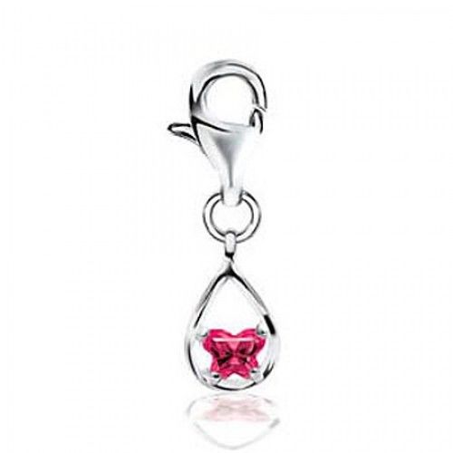 Cubic Zirconia Butterfly Charm in Sterling Silver - Polished Finish - Graceful