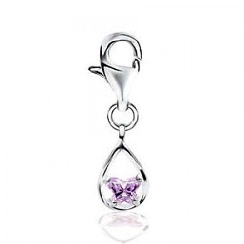 Cubic Zirconia Butterfly Charm in Sterling Silver - Mirror Polish - Grand