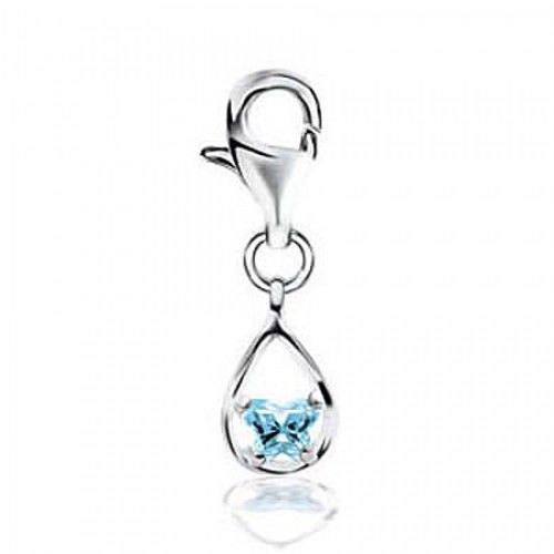 Cubic Zirconia Butterfly Charm in Sterling Silver - Glossy Finish - Ideal