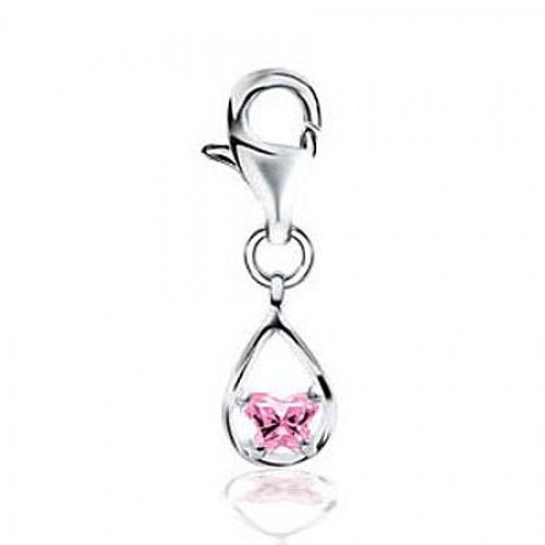 Cubic Zirconia Butterfly Charm in Sterling Silver - Glossy Polish - Nice