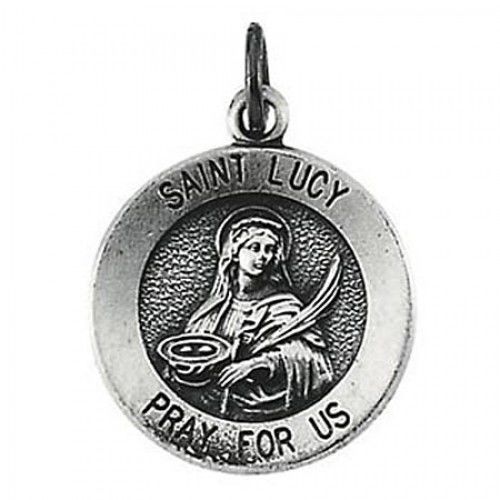 Unisex Sterling Silver St. Lucy Patroness of Writers Religious Pendant - 14.75mm