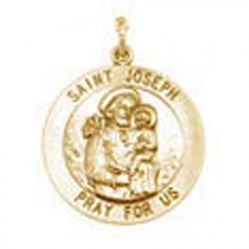 Unisex 14k Yellow Gold St. Joseph Patron Saint of Peru Religious Pendant - 18mm