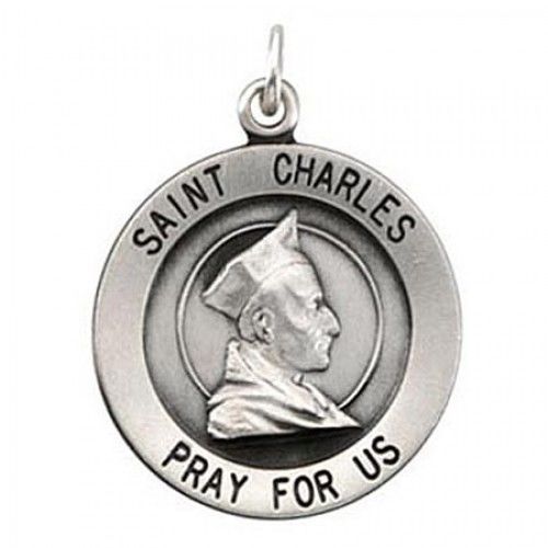 Sterling Silver St. Charles Saint of Seminarians Religious Pendant - 18.25mm