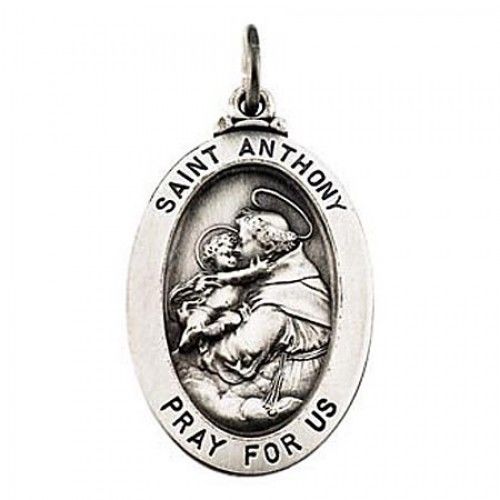 Sterling Silver St. Anthony Saint of Lost Objects Religious Pendant - 17.75mm