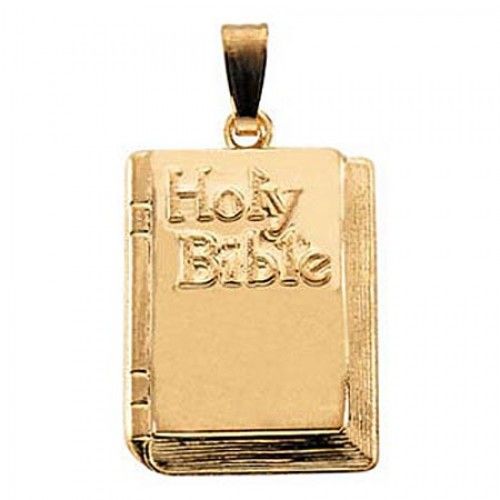 14k Yellow Gold Holy Bible  Religious Pendant - 13mm