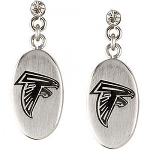 Cubic Zirconia Atlanta Falcons Earrings in Stainless Steel - Friction Backs