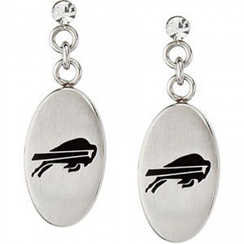 Cubic Zirconia Buffalo Bills Earrings in Stainless Steel - Pressure Back