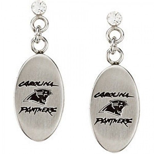 Cubic Zirconia Carolina Panthers Earrings in Stainless Steel - Butterfly Back