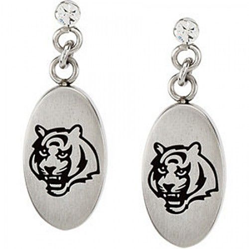 Cubic Zirconia Cincinnati Bengals Earrings in Stainless Steel - Friction Back