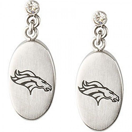 Cubic Zirconia Denver Broncos Earrings in Stainless Steel - Butterfly Backs