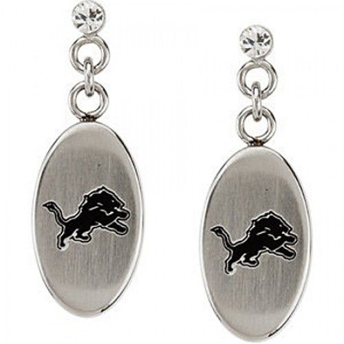 Cubic Zirconia Detroit Lions Earrings in Stainless Steel - Post with Backs