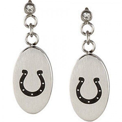 Cubic Zirconia Indianapolis Colts Earrings in Stainless Steel - Pressure Back
