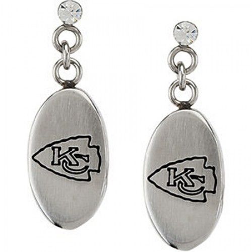 Cubic Zirconia Kansas City Chiefs Earrings in Stainless Steel - Friction Back