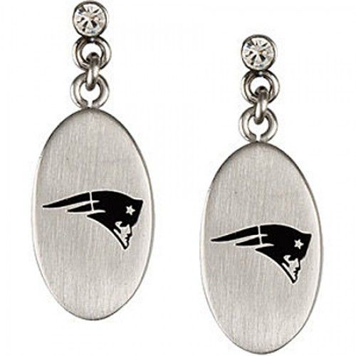 Cubic Zirconia New England Patriots Earrings in Stainless Steel - Pressure Backs