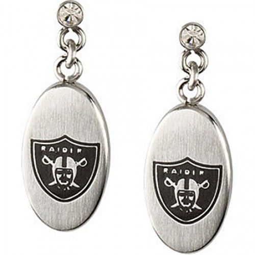Cubic Zirconia Oakland Raiders Earrings in Stainless Steel - Post W/ Backs