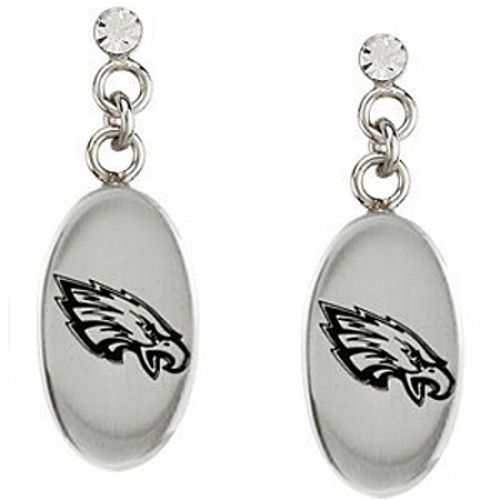 Cubic Zirconia Philadelphia Eagles Earrings in Stainless Steel - Pressure Back