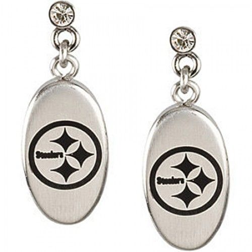 Cubic Zirconia Pittsburgh Steelers Earrings in Stainless Steel - Butterfly Back