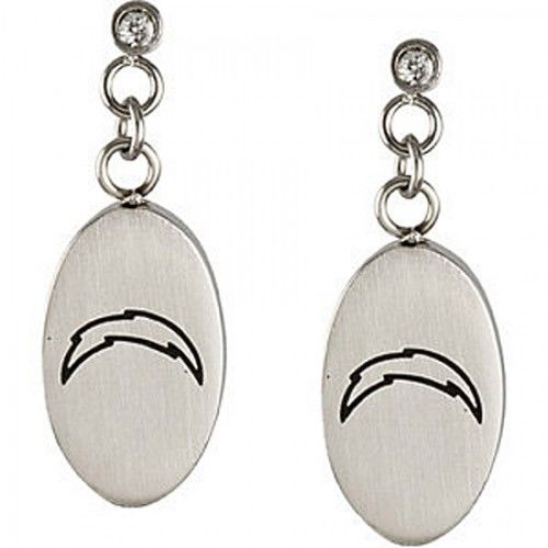 Cubic Zirconia San Diego Chargers Earrings in Stainless Steel - Post with Back
