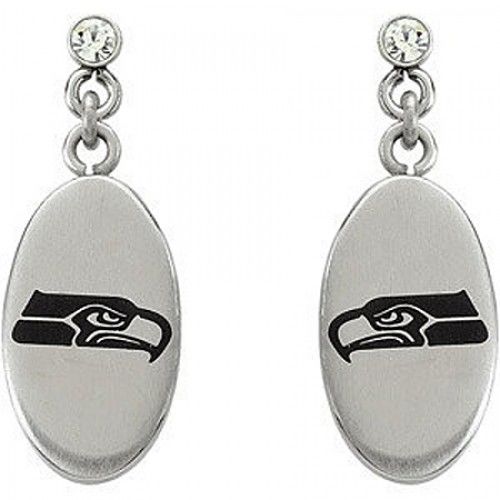 Seattle Seahawks Earrings W/ Logo and Dangle Nfl Officially Licensed