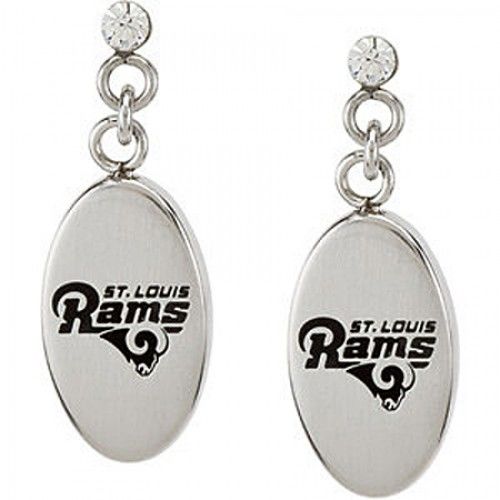Cubic Zirconia St. Louis Rams Earrings in Stainless Steel - Pressure Backs