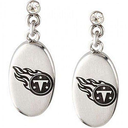 Cubic Zirconia Tennessee Titans Earrings in Stainless Steel - Post with Backs