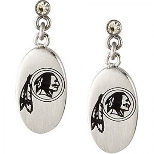 Cubic Zirconia Washington Redskins Earrings in Stainless Steel - Friction Backs