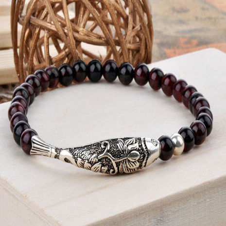 Silver Fish Bracelet for Mens or Women's Fashion Jewelry GARNET BRACELET