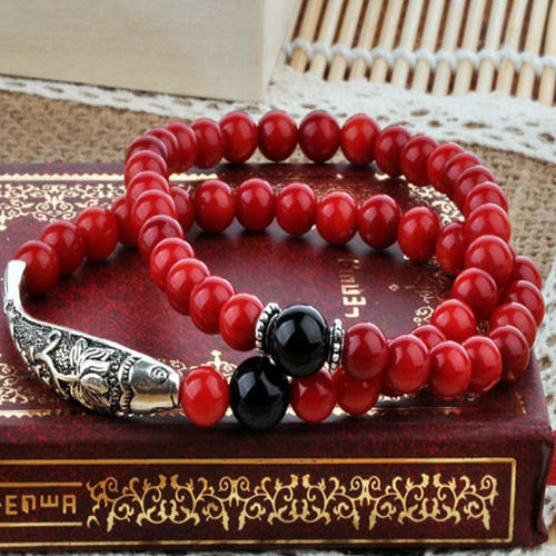 Silver Fish Bracelet for Mens or Women's Fashion Jewelry RED CORAL BRACELET