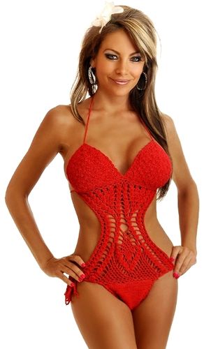 Red Crochet Monokini M