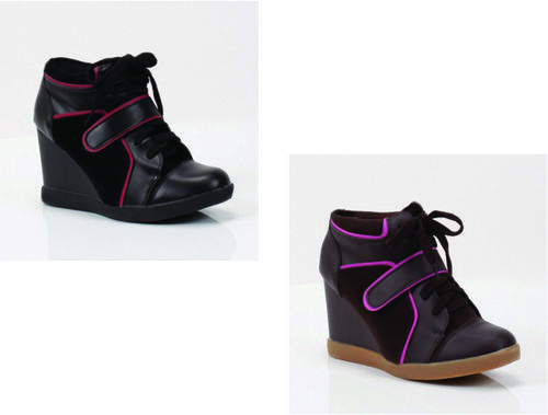 Lace Up Wedge Sneakers Brown/Black Case Pack 12