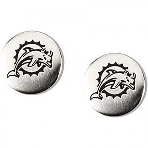 Miami Dolphins Earrings in Stainless Steel - Post W/ Backs - Women - Attractive