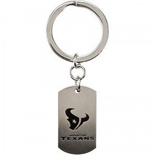 Nfl Licensed Houston Texans Keychain Logo and Name Design in Stainless Steel