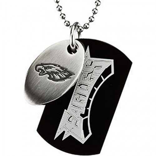 Philadelphia Eagles Dog Tag Pendant Necklace in Stainless Steel - Fancy - Bright