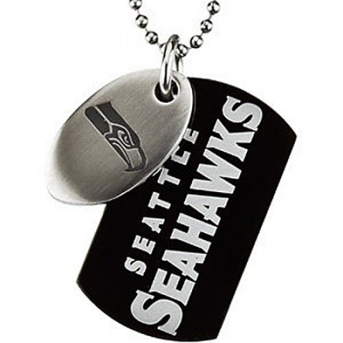 Seattle Seahawks Dog Tag Pendant Necklace in Stainless Steel - Fancy - Fine