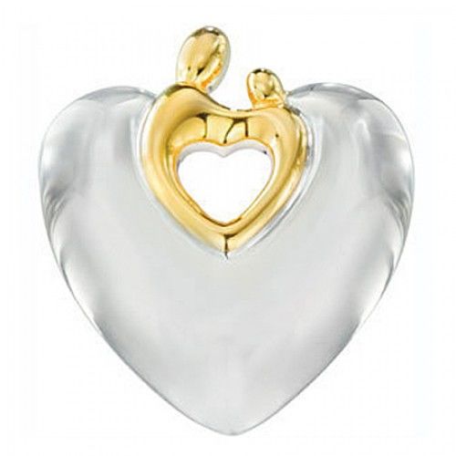Sterling Silver 18k Yellow Gold Plating Two-Tone Hugging Mother Child Pendant