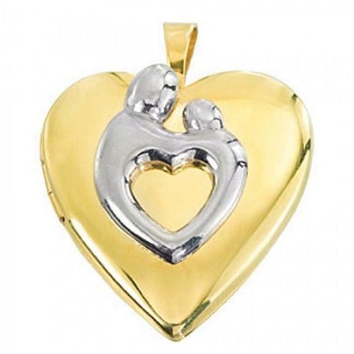 Gold Filling Two-Tone Embracing Mother Child Locket