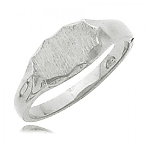 14k White Gold Cloud Design Signet Ring Polished Finish